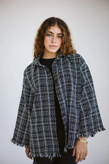 Tweed poncho in black