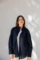 Linen shirt in Navy Blue