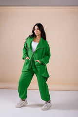 The asymmetrical set in green
