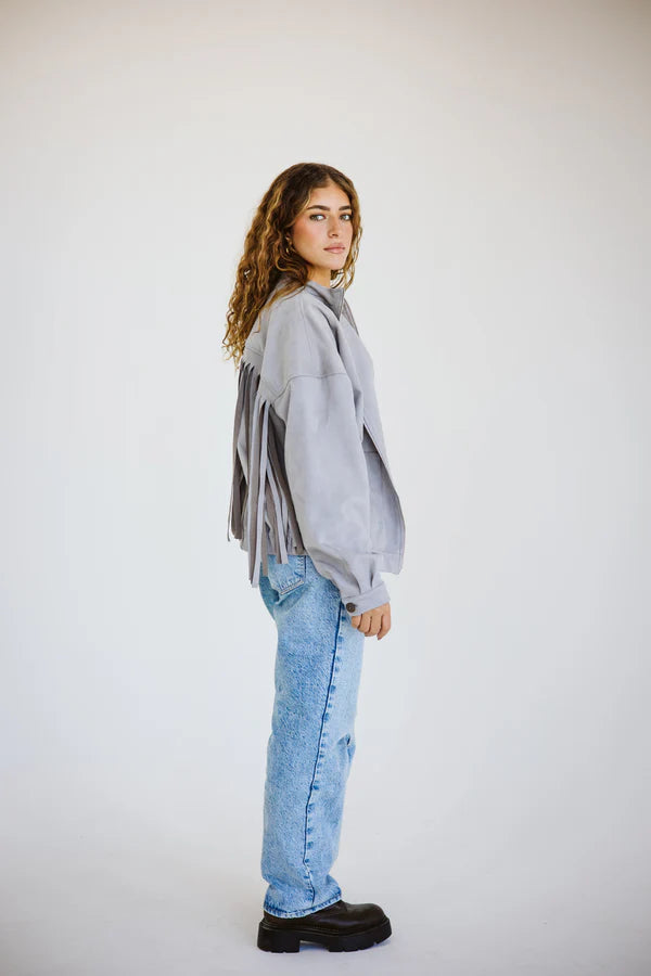 Suede fringes jacket in grey