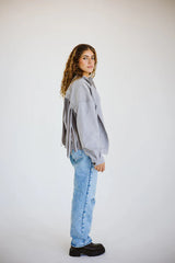 Suede fringes jacket in grey