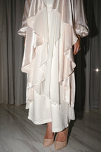 Double Layered Emilia Kaftan in Pearl with a hint of Pink