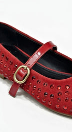 Red Studded Ballerinas