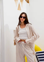 Embroidery Linen Stripe Set