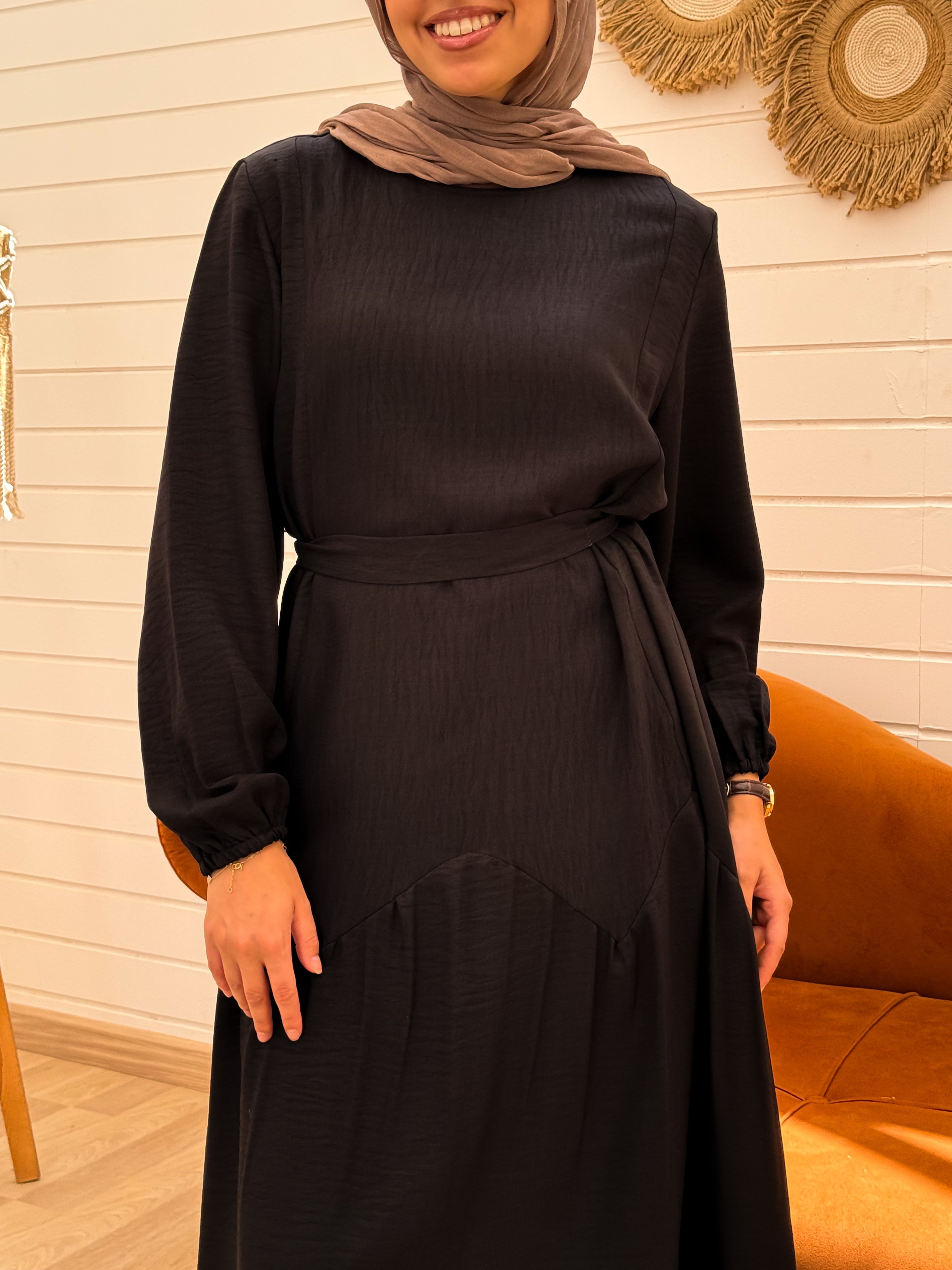 Flow Belted  Dress C601 Black