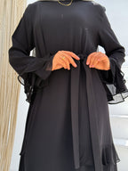 Abaya with soft ruffle sleeves and side details Code 503