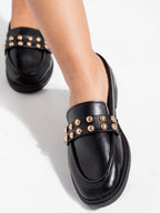 Black Studded Loafers