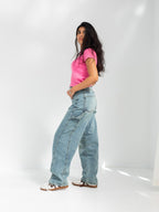High Waist Light Wash Baggy Jeans