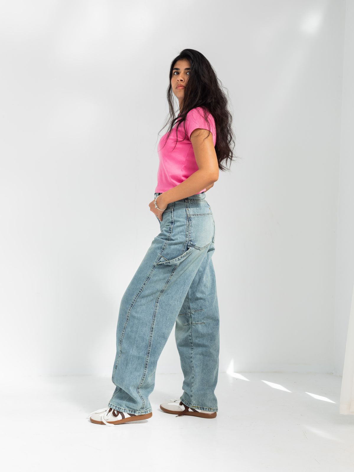 High Waist Light Wash Baggy Jeans
