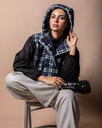 Silver Shimmery Gabardine Pants With Side Slit