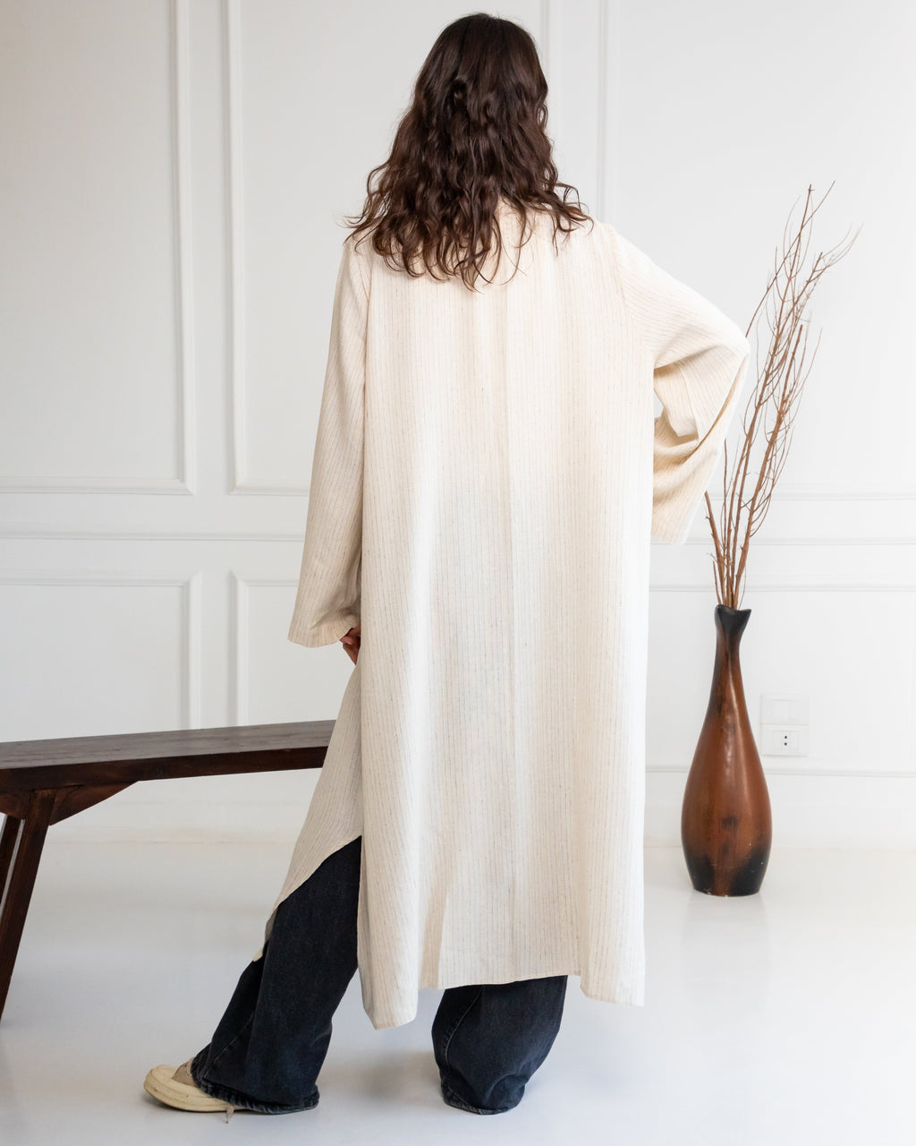 Zahra Linen Striped Kimono