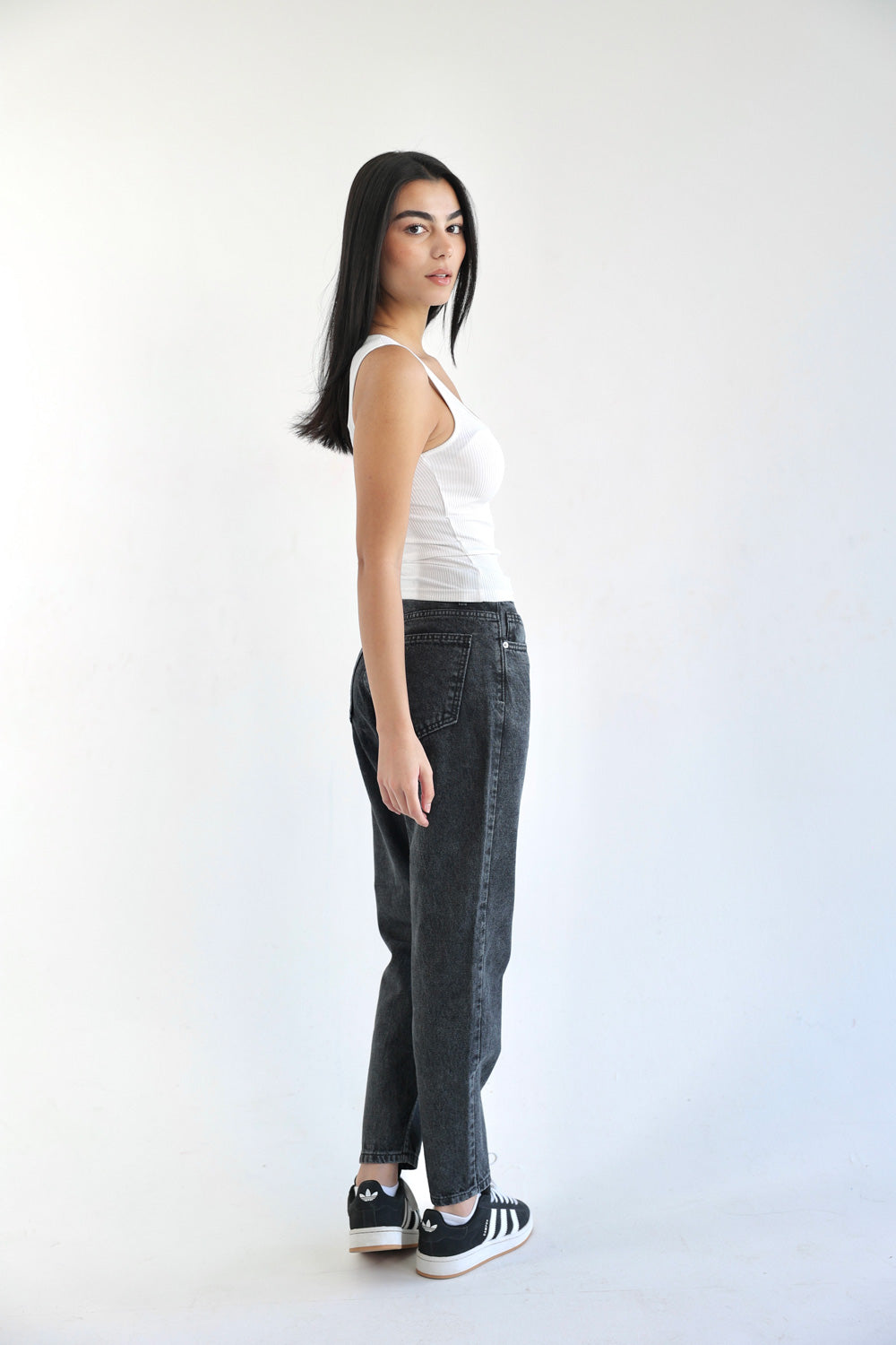 Mom Fit Jeans - Dark Grey