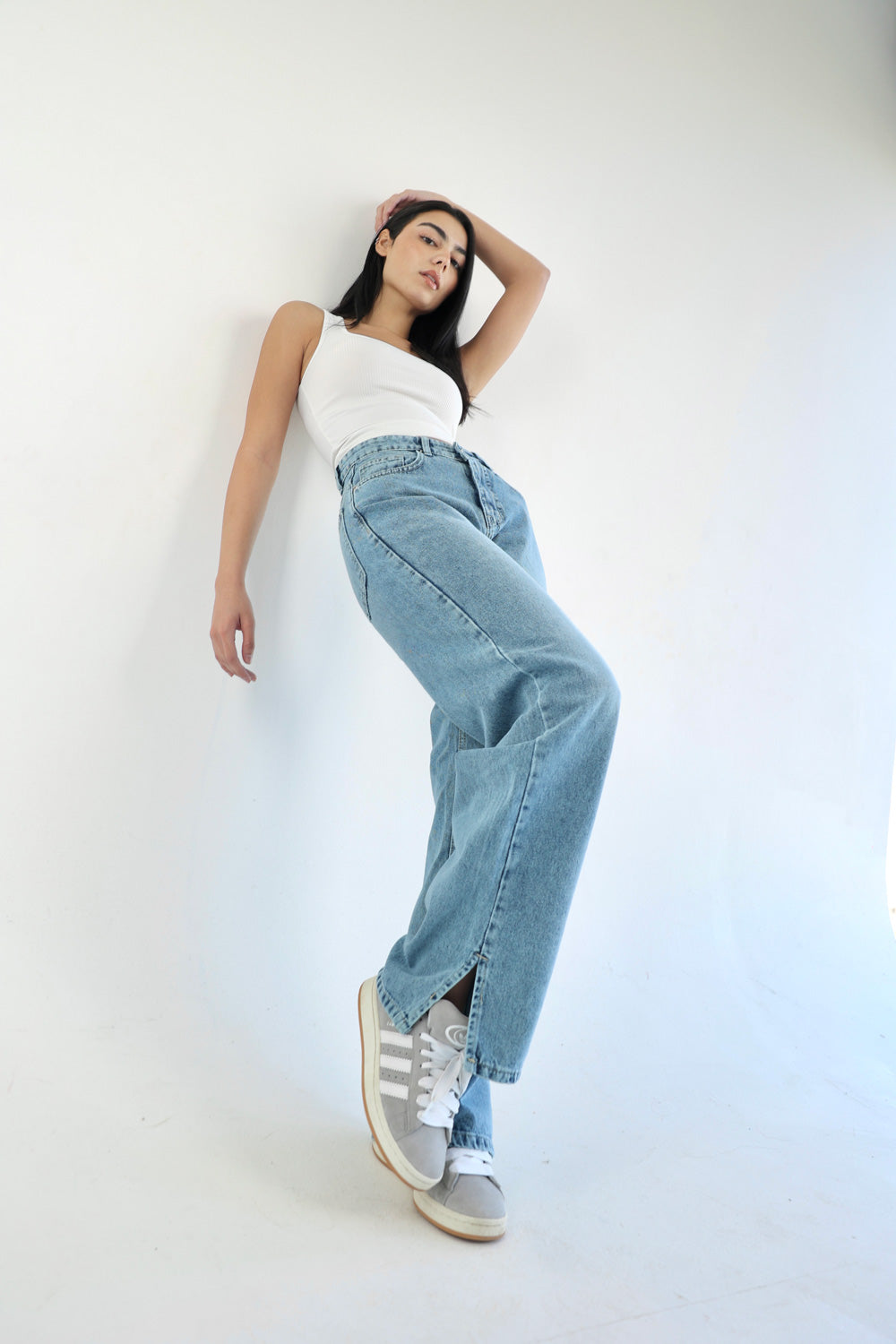 Straight Wide Leg Jeans - Blue
