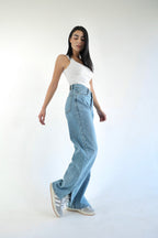 Straight Wide Leg Jeans - Blue