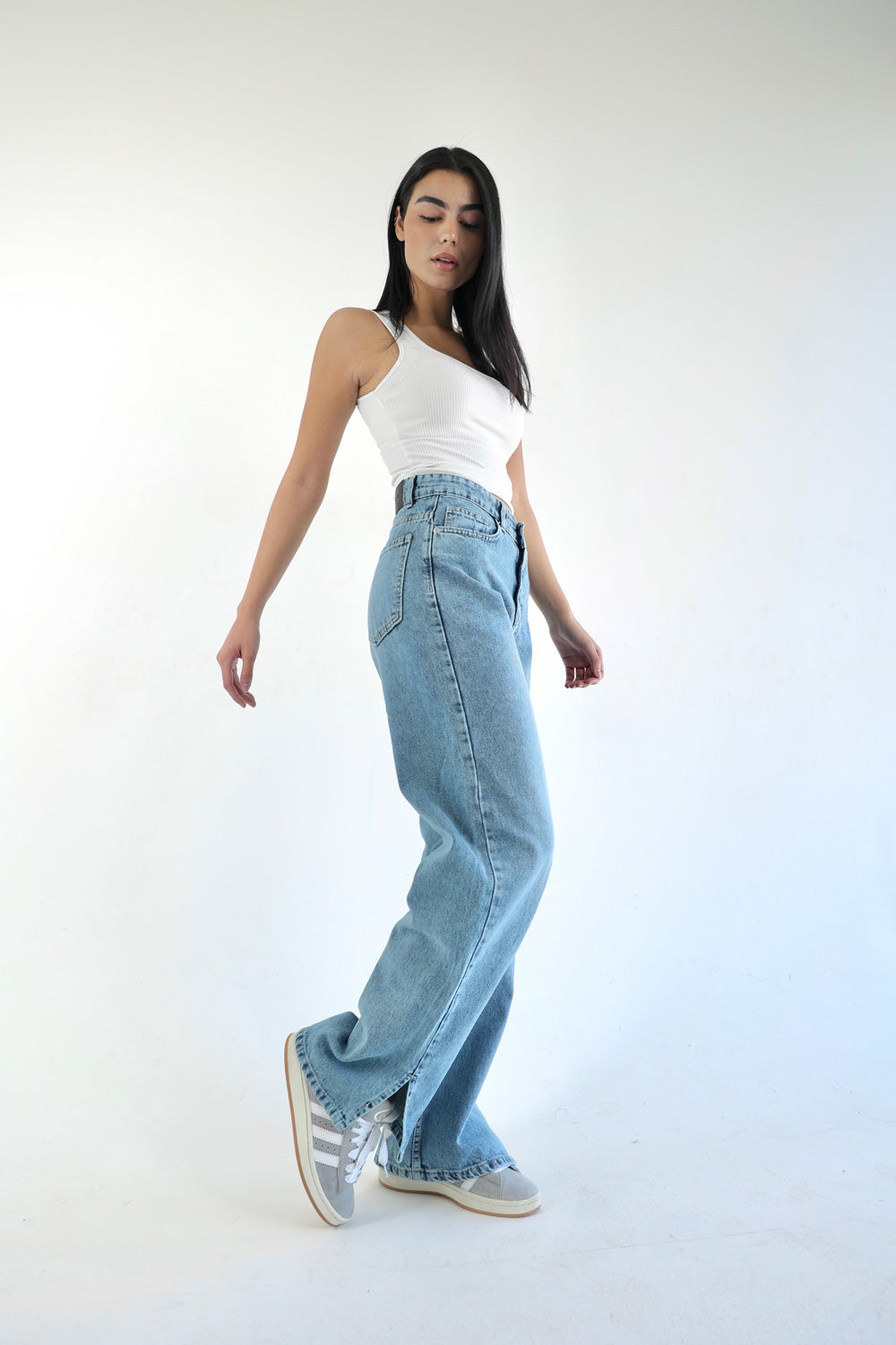 Straight Wide Leg Jeans - Blue
