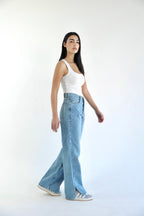 Straight Wide Leg Jeans - Blue