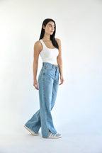 Straight Wide Leg Jeans - Blue