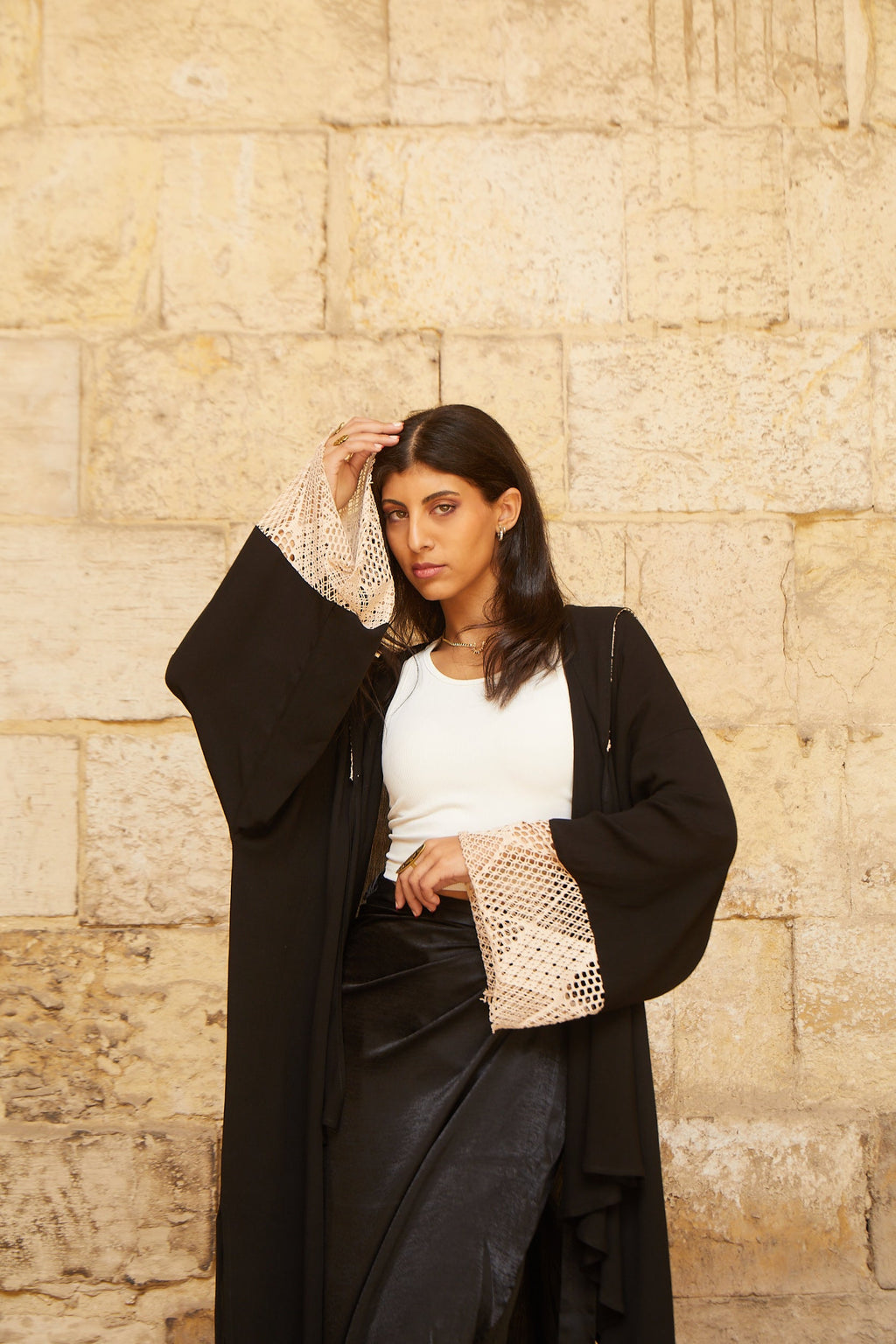 Nefertari Net Cotton High low Kimono