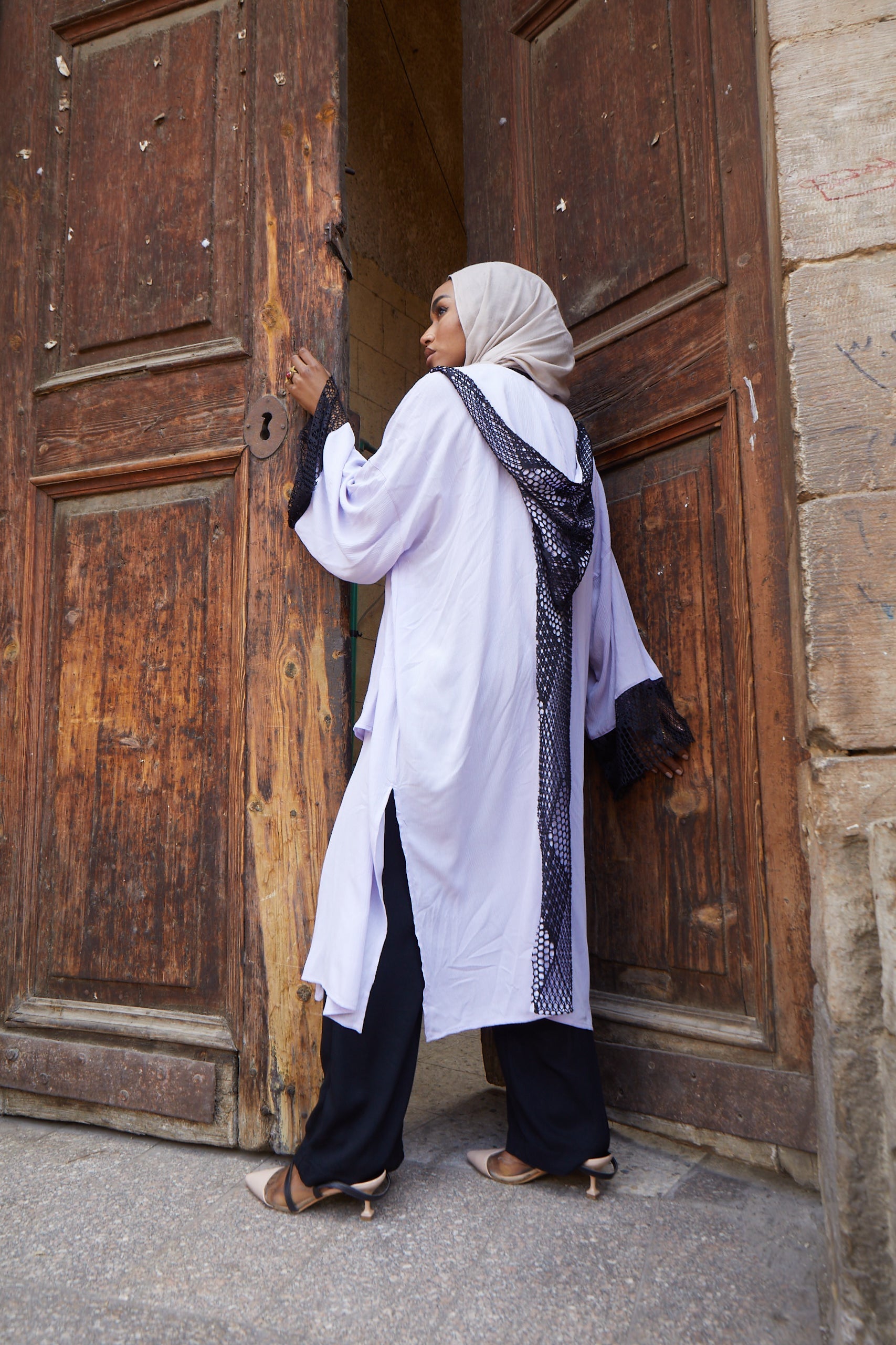 Nefertari Net Cotton High low Kimono