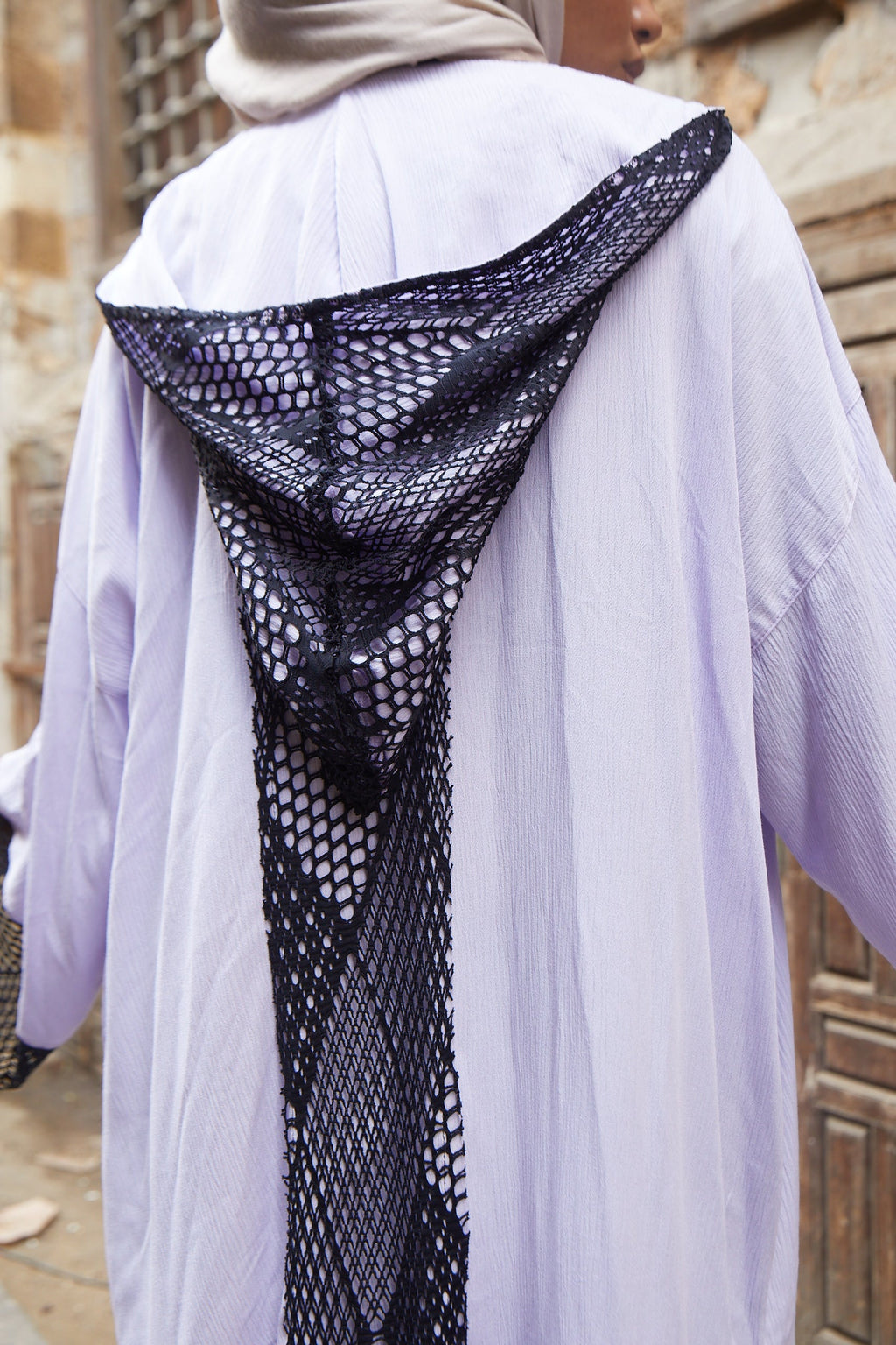 Nefertari Net Cotton High low Kimono