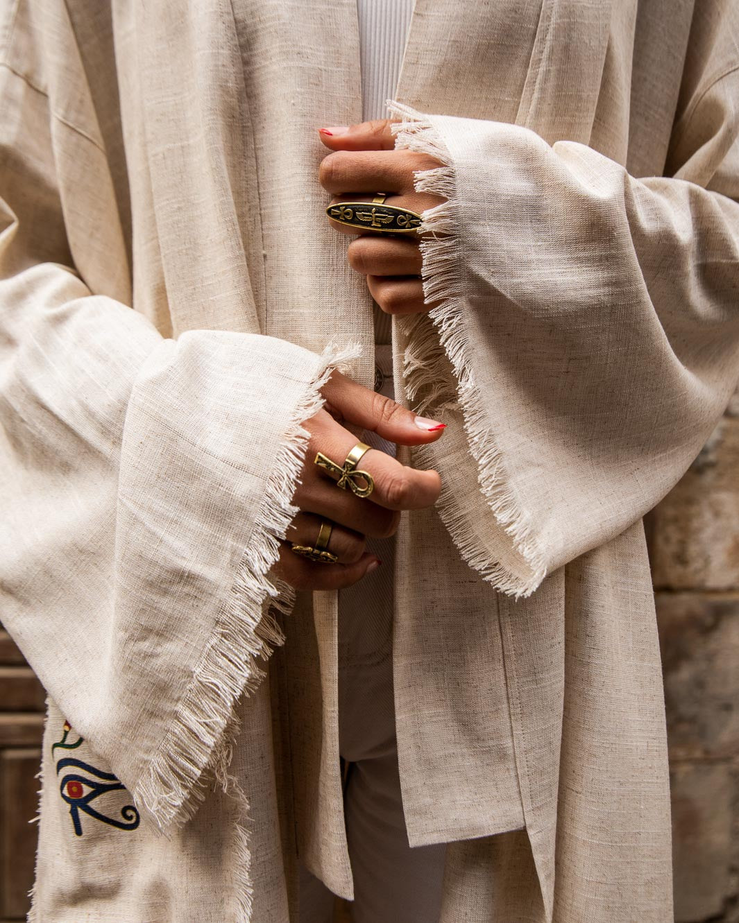 THE PHARAONIC LOTUS LINEN KIMONO