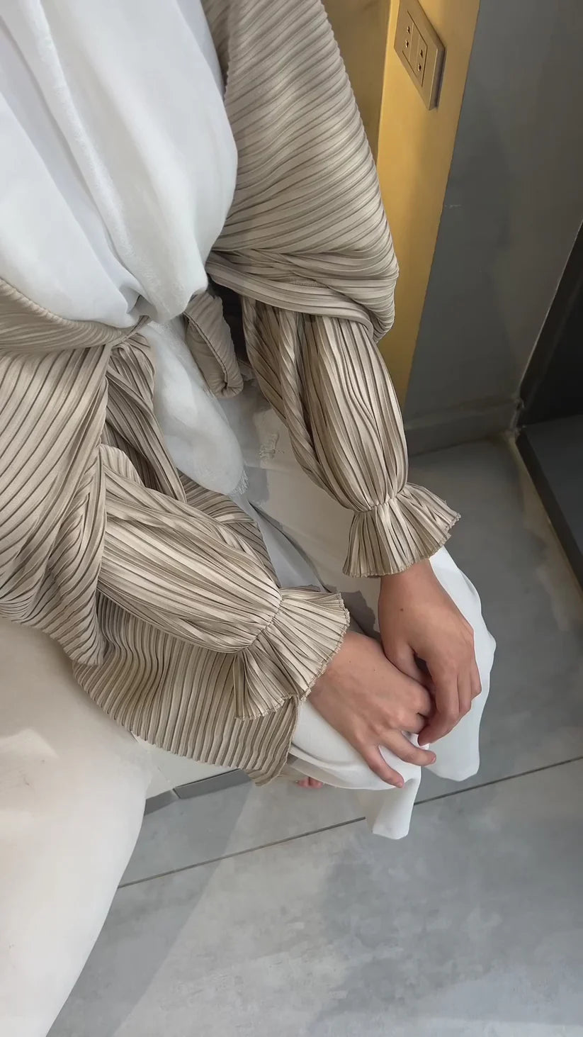 Drape Me in Pleats in Golden Beige