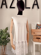 Lace*cotton sleeveless top