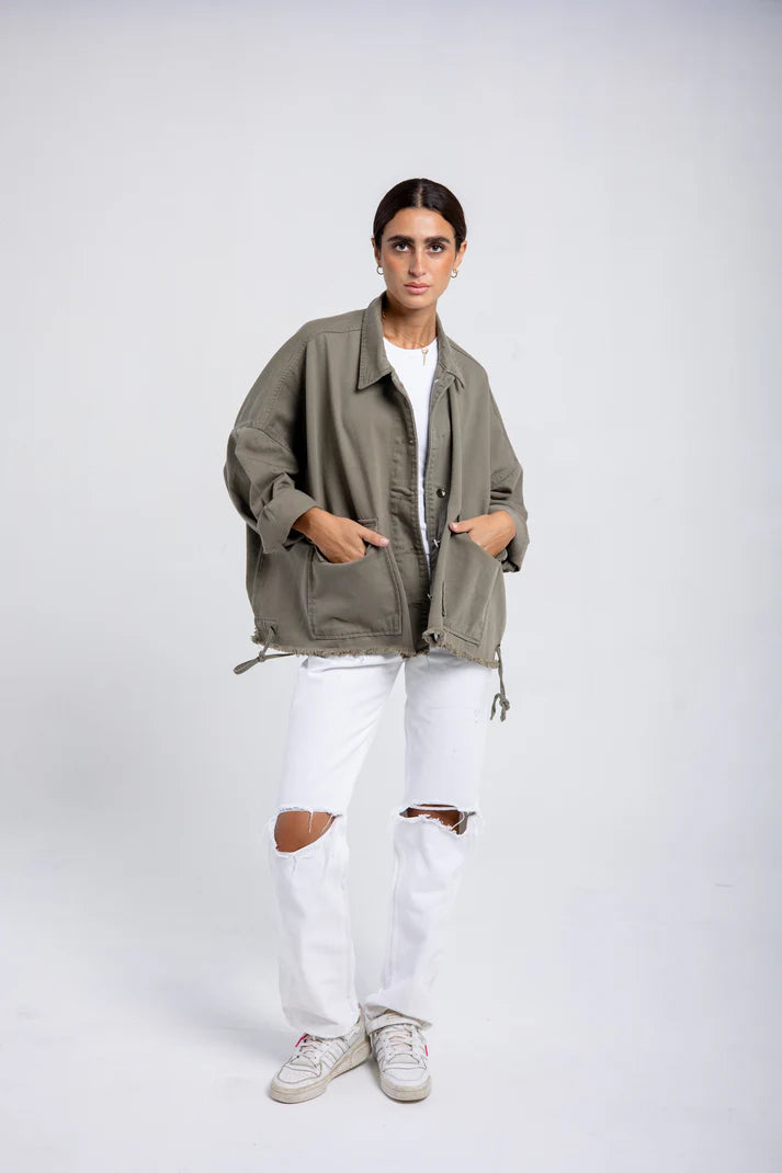 Denim jacket in olive