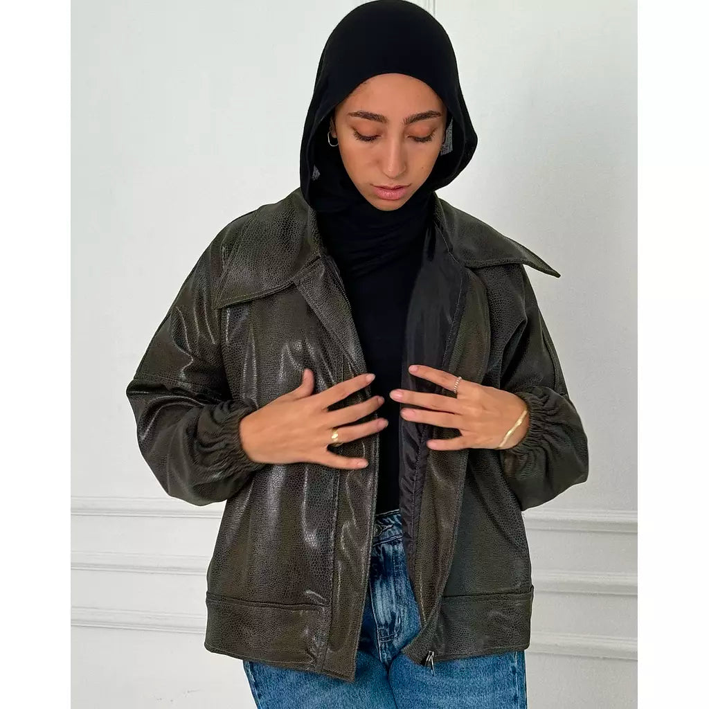 Olive leather jacket