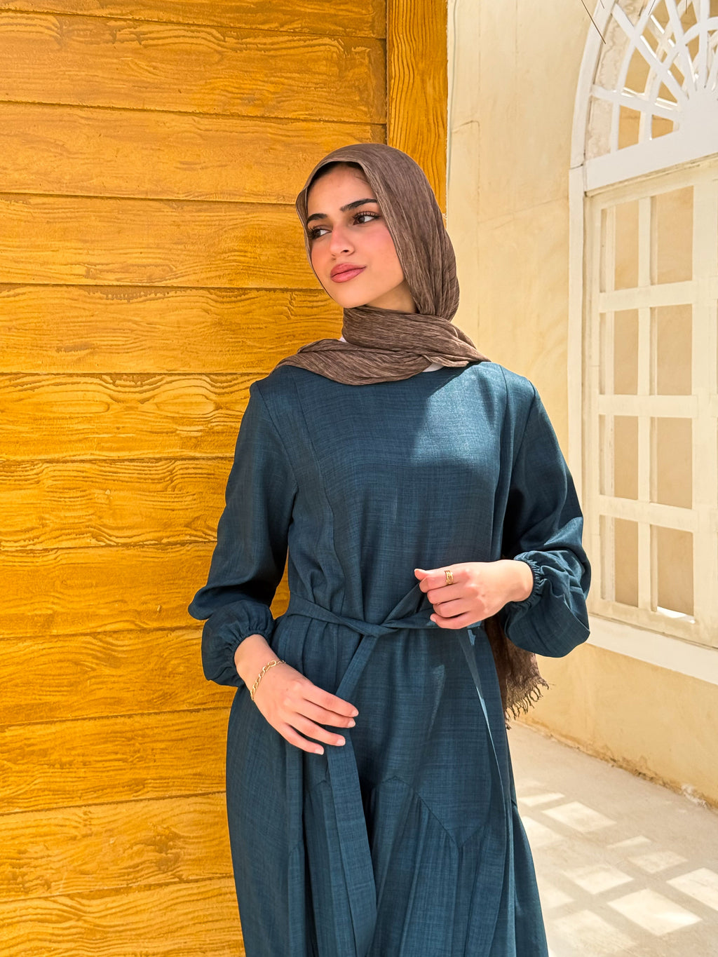 Flow Belted  Dress Dark TealC601