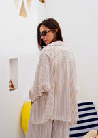 Embroidery Linen Stripe Set