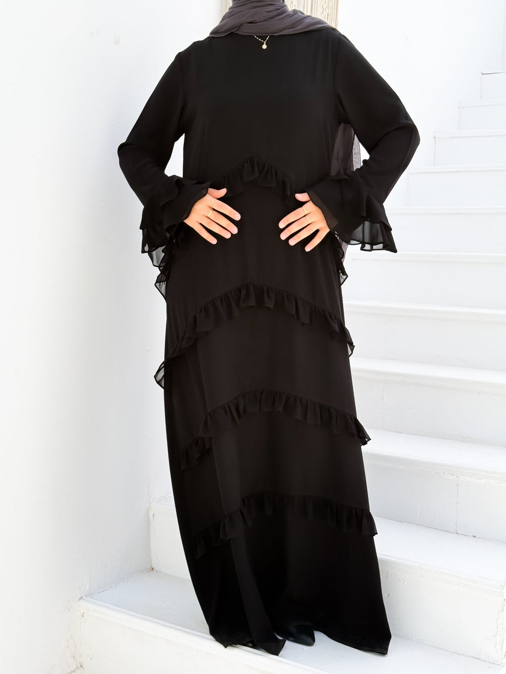 Ruffle Tier Abaya C604