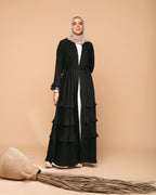 Open Ruffles Abaya Black code 98B