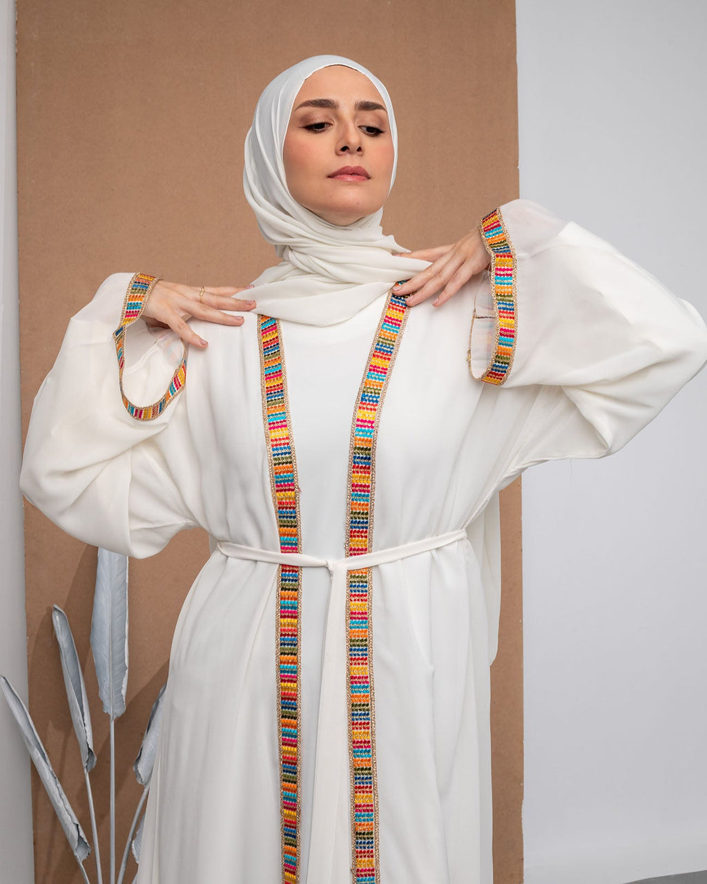 Free Size Chiffon Cape Offwhite