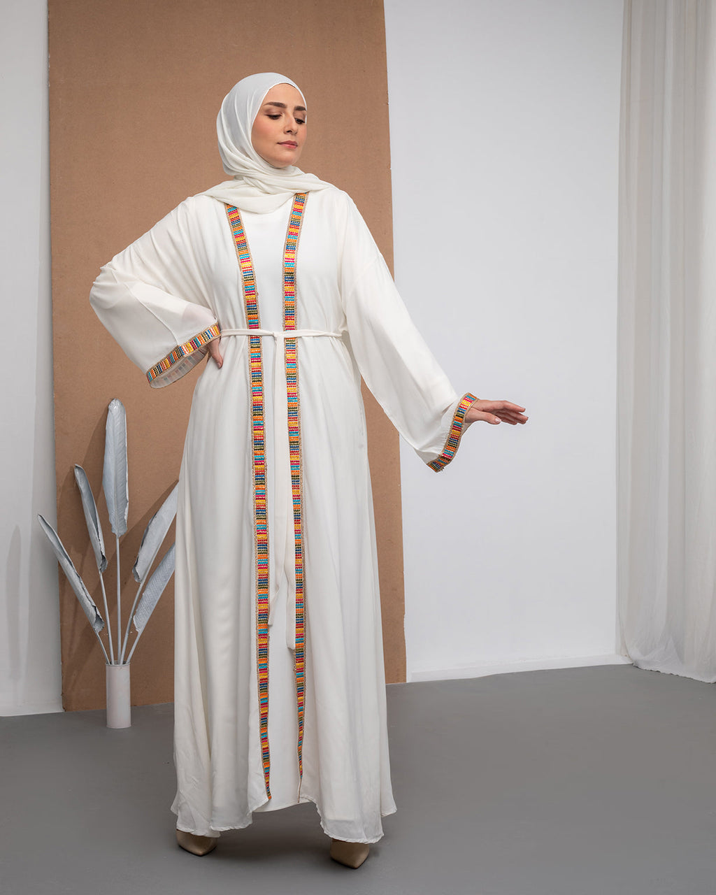 Free Size Chiffon Cape Offwhite
