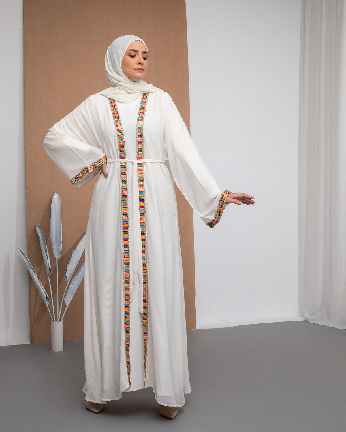 Free Size Chiffon Cape Offwhite