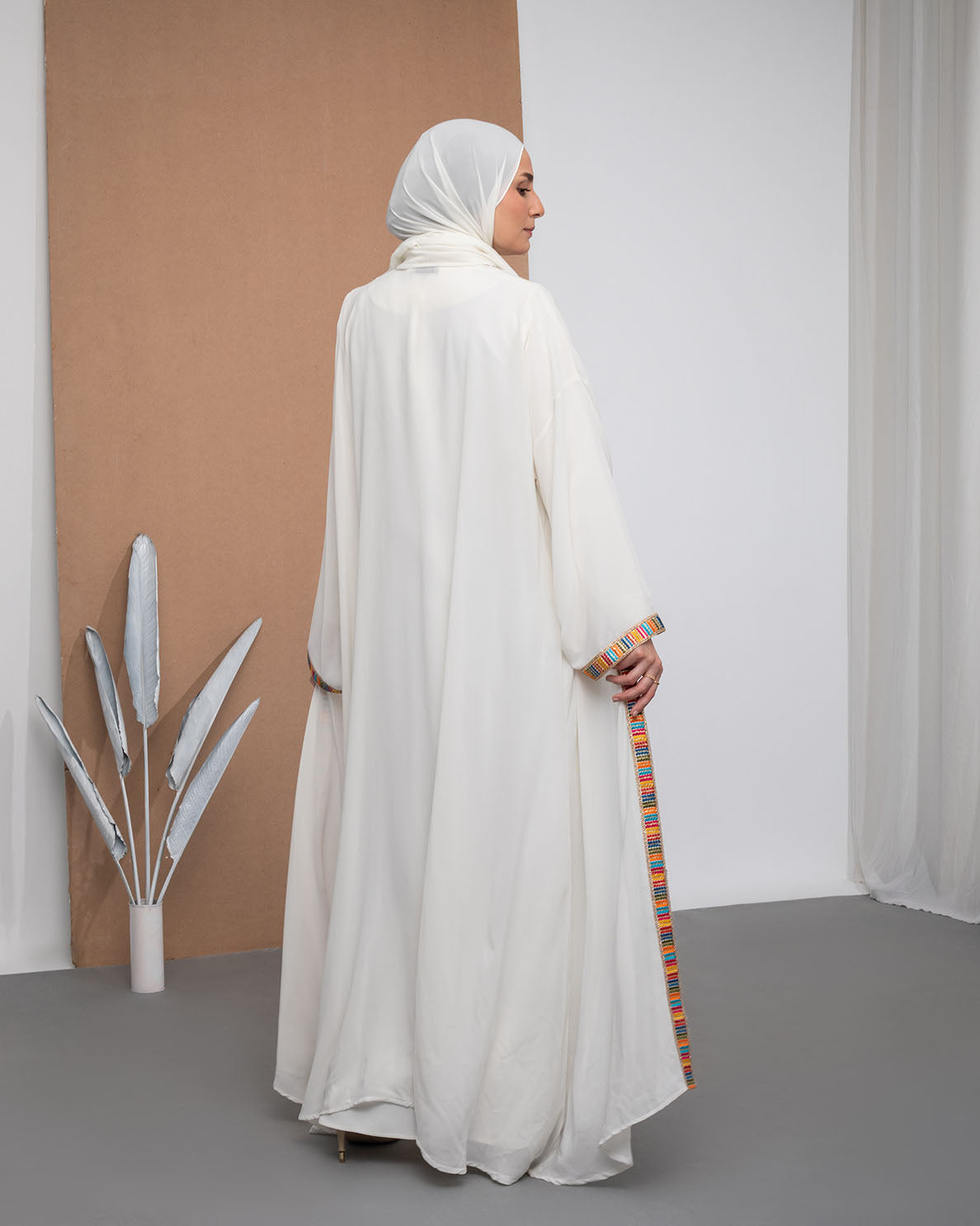 Free Size Chiffon Cape Offwhite