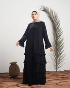 Open Ruffles Abaya Black code 98B