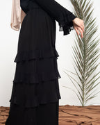 Open Ruffles Abaya Black code 98B