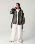 Copper Quilted Leather Jacket with Belt
