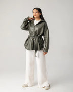 Copper Quilted Leather Jacket with Belt