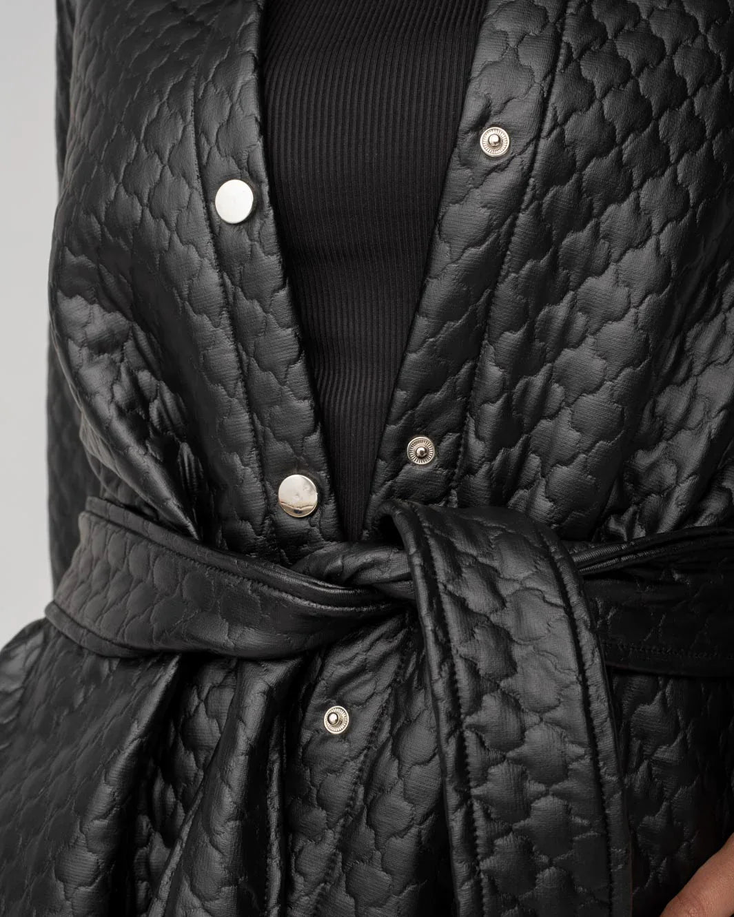 Copper Quilted Leather Jacket with Belt