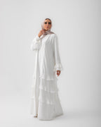 Open Ruffles Abaya Offwhite 98