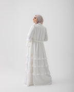 Open Ruffles Abaya Offwhite 98