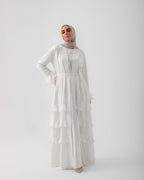 Open Ruffles Abaya Offwhite 98
