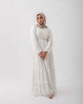 Chiffon Pleated Dress Offwhite code 120