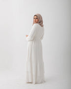 Chiffon Pleated Dress Offwhite code 120