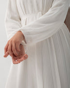 Chiffon Pleated Dress Offwhite code 120