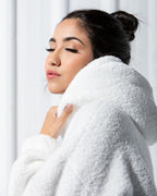 CROPPED FAUX FUR HOODIE