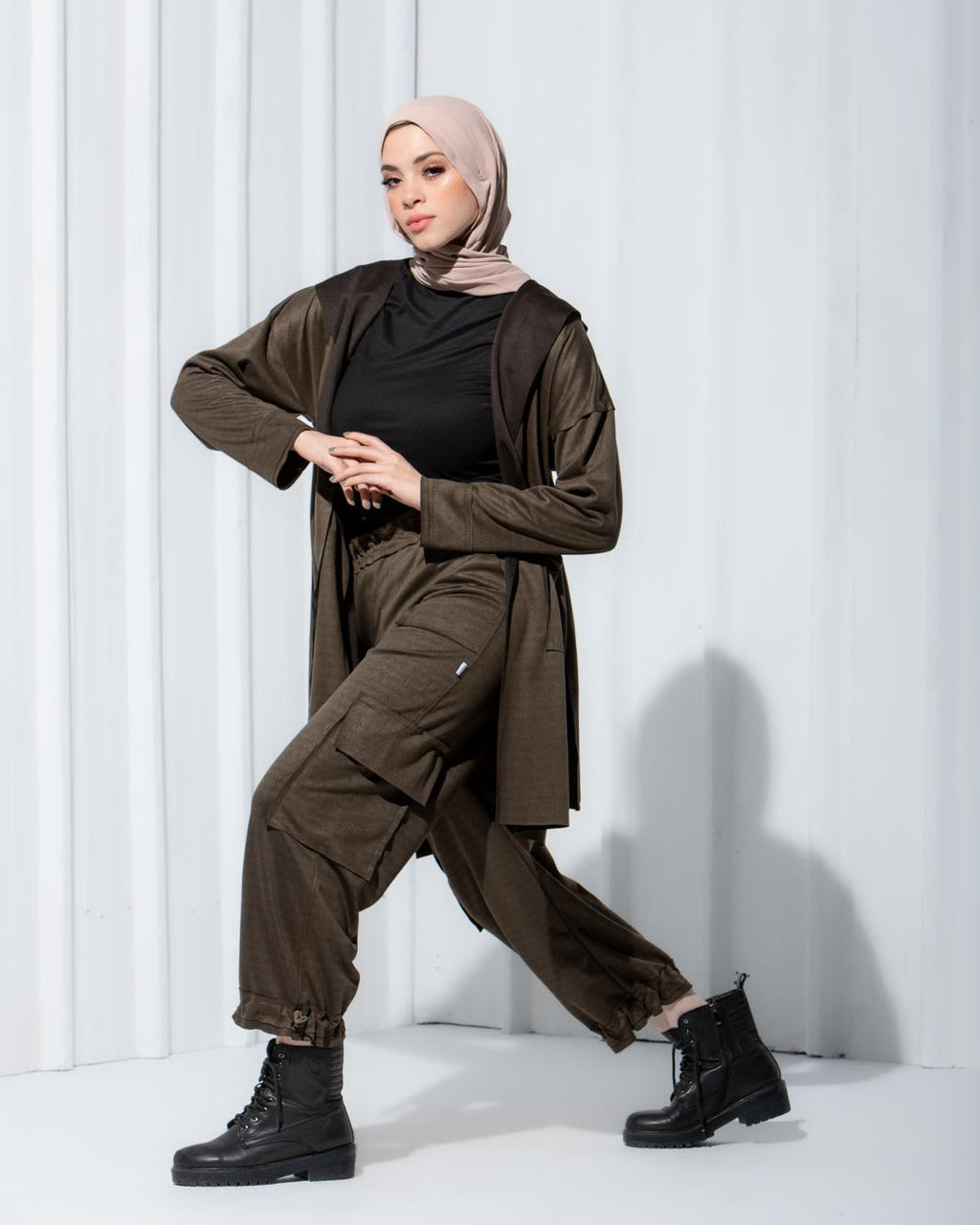 ADJUSTABLE SUEDE CARGO PANTS